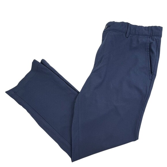 Greg Norman Everbest Mini Grid Check Performance Golf Pants Navy Stretch 36x29 - Picture 11 of 11